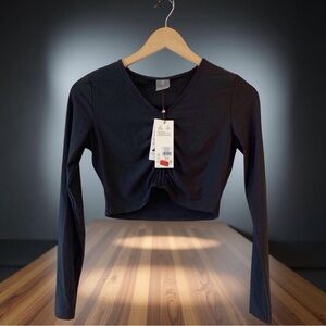 CALIA Athletic Crop Top – Black, Size XS, NWT, Swim/Workout/Layering Essential